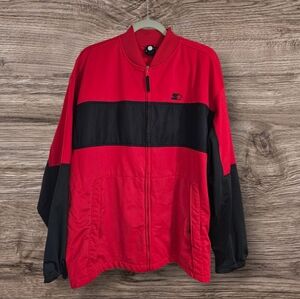 Vintage STARTER Mens Track Top Jacket Sweater Red Black Size XL